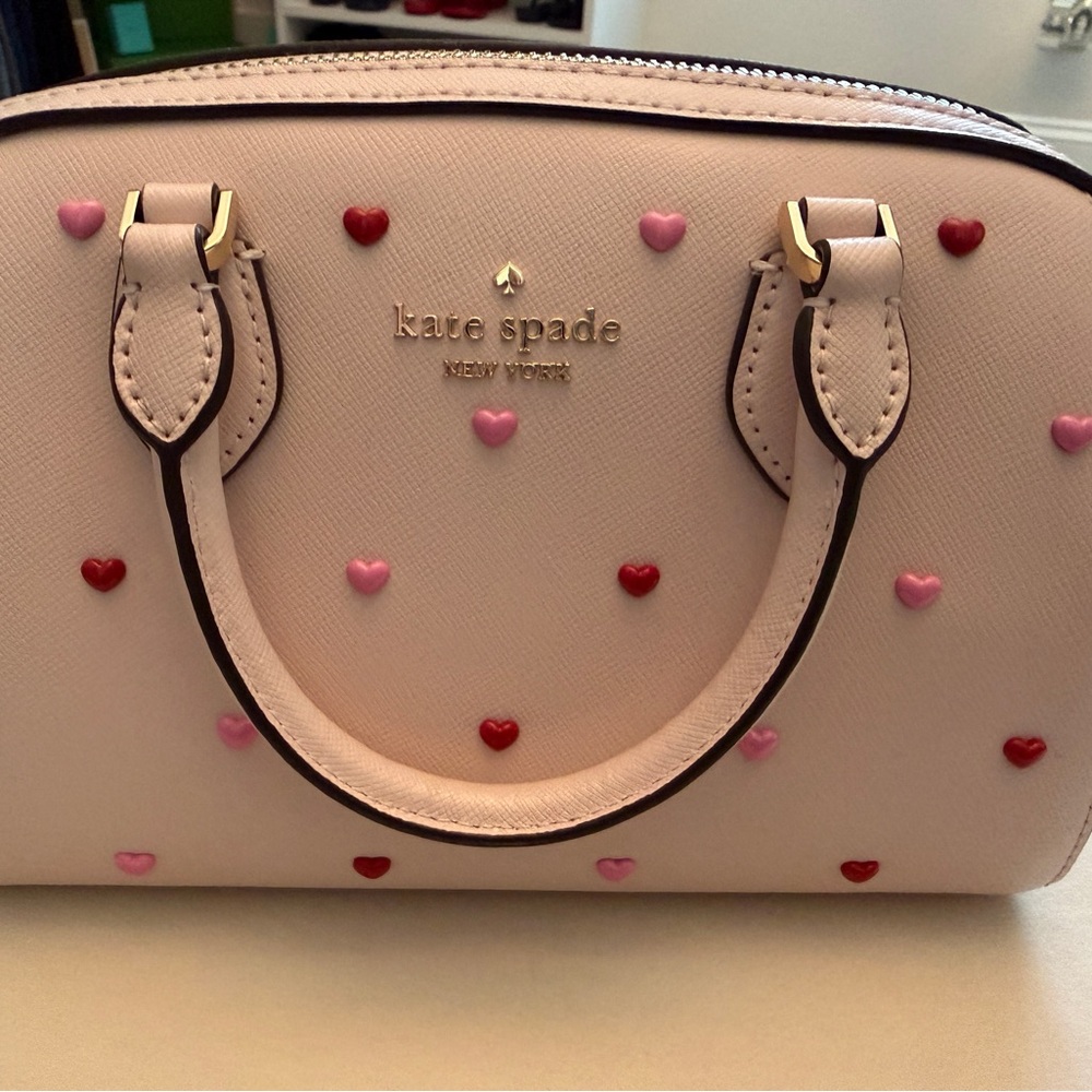 Kate Spade Pink Satchel with Heart Accents - Picture 2 of 8